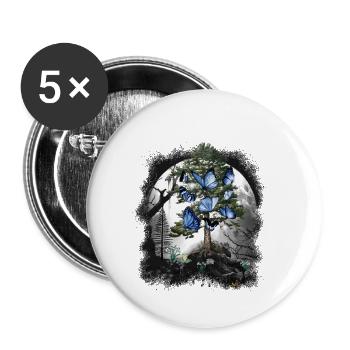 Wald mystisch Schmetterlinge Frühling Waldtiere - Buttons klein 25 mm (5er Pack) - Weiß - Vorne