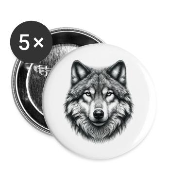 Wolf - Buttons klein 25 mm (5er Pack) - Weiß - Vorne