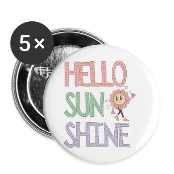 Hello Sunshine Blumen-Pastell - Buttons klein 25 mm (5er Pack) - Weiß - Vorne