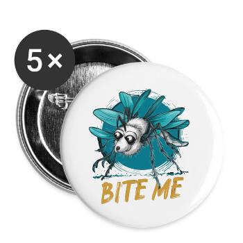 MOSQUITOS, BITE ME - Buttons klein 25 mm (5er Pack) - Weiß - Vorne
