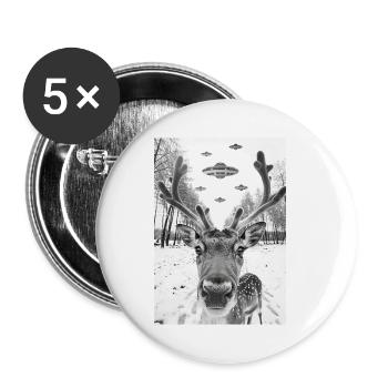 Renne selfie OVNI - Lot de 5 petits badges (25 mm) - blanc - Devant