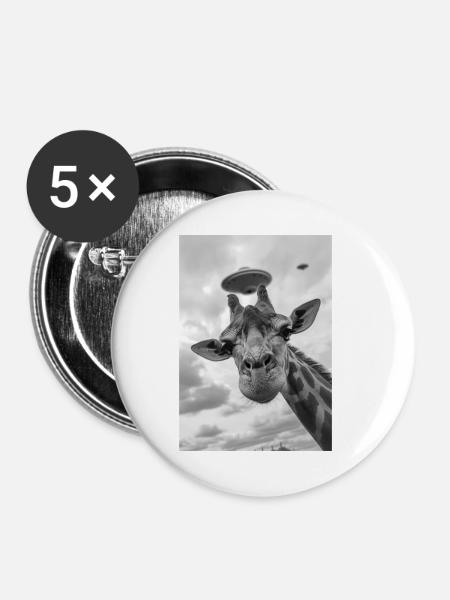 Ufo Selfie Giraffe - Buttons klein 25 mm (5er Pack) - Weiß