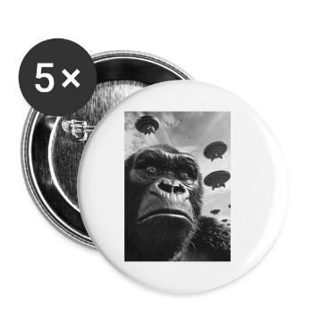 Gorille selfie OVNI - Lot de 5 petits badges (25 mm) - blanc - Devant