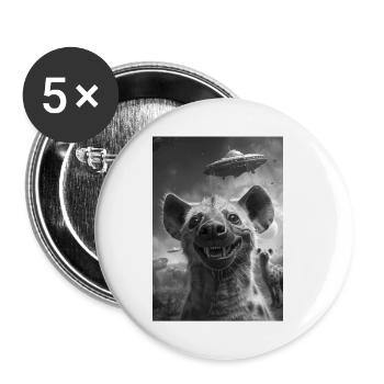 Hyène OVNI Selfie - Lot de 5 petits badges (25 mm) - blanc - Devant