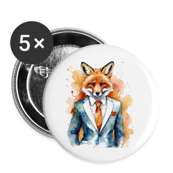 Fox Suit Colorful Animal Design Print - Buttons small 1''/25 mm (5-pack) - white - Front