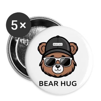 BROWN BEAR, BEAR HUG - Buttons small 1''/25 mm (5-pack) - white - Front