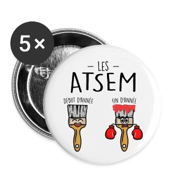 ATSEM at the beginning and end of the year - Buttons small 1''/25 mm (5-pack) - white - Front