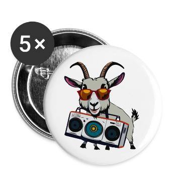 Boombox Ziege - Buttons klein 25 mm (5er Pack) - Weiß - Vorne