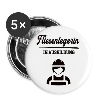 Fliesenlegerin in Ausbildung Fliesenleger Lehre - Buttons klein 25 mm (5er Pack) - Weiß - Vorne