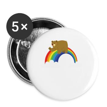 T-shirt Ours Sur Un Arc-en-Ciel - Drôle D’animal Fantastique - Lot de 5 petits badges (25 mm) - blanc - Devant