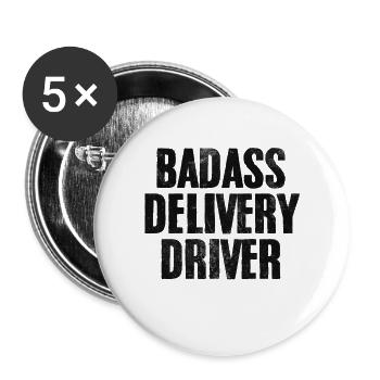 Badass Lieferfahrer Lustige Lieferung Dash - Buttons klein 25 mm (5er Pack) - Weiß - Vorne