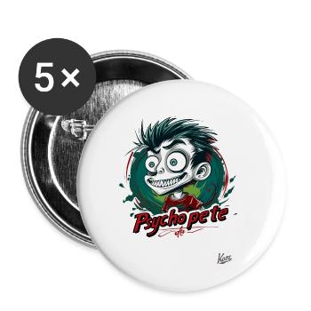 Psycho Pete: Crazy Fun - Buttons small 1''/25 mm (5-pack) - white - Front