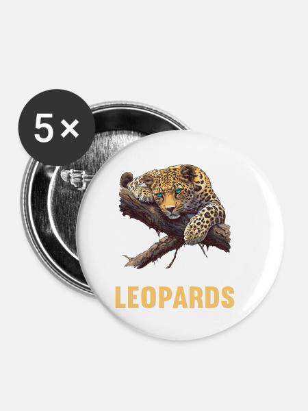 Leoparden Leopard - Buttons klein 25 mm (5er Pack) - Weiß