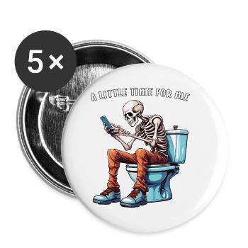 SKELETON TOILET UN PEU DE TEMPS POUR MOI - Lot de 5 petits badges (25 mm) - blanc - Devant