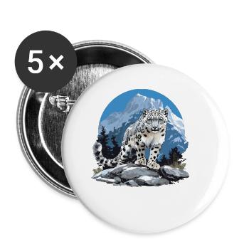 Snow Leopard Schneeleoparden Schneeleopard - Buttons small 1''/25 mm (5-pack) - white - Front