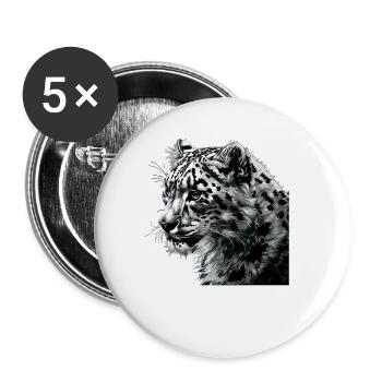 Snow Leopard Schneeleoparden Schneeleopard - Buttons small 1''/25 mm (5-pack) - white - Front