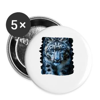 Snow Leopard Schneeleoparden Schneeleopard - Buttons small 1''/25 mm (5-pack) - white - Front
