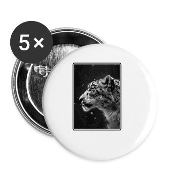 Snow Leopard Schneeleoparden Schneeleopard - Buttons small 1''/25 mm (5-pack) - white - Front