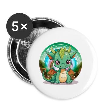 Dragon Kids Dragon Child - Lot de 5 petits badges (25 mm) - blanc - Devant