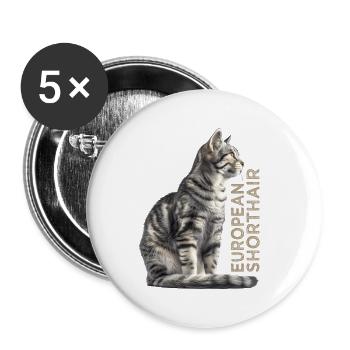 Européen à poil court - Lot de 5 petits badges (25 mm) - blanc - Devant