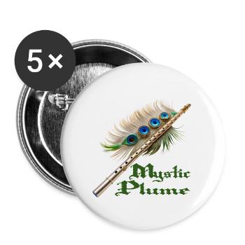 PLUME DE FLÛTE, PLUME MYSTIQUE - Lot de 5 petits badges (25 mm) - blanc - Devant