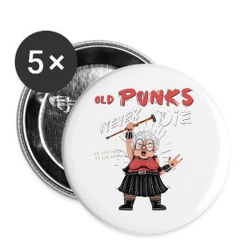 Alte Punks sterben nie - Diese Oma rockt und - Buttons klein 25 mm (5er Pack) - Weiß - Vorne