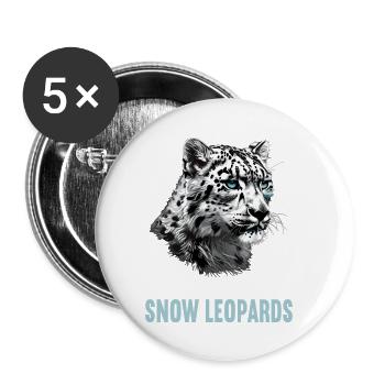 Snow Leopard Schneeleoparden Schneeleopard - Buttons small 1''/25 mm (5-pack) - white - Front