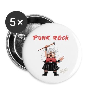 Les vieux punks ne meurent jamais - Le meilleur punk rock du monde - Lot de 5 petits badges (25 mm) - blanc - Devant