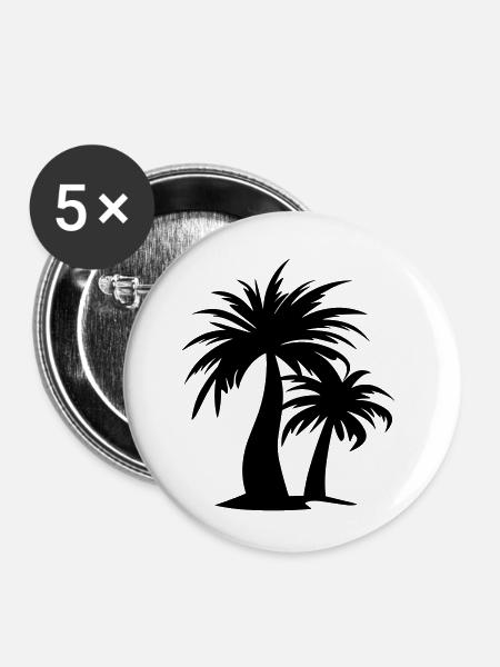 Palme - Buttons klein 25 mm (5er Pack) - Weiß