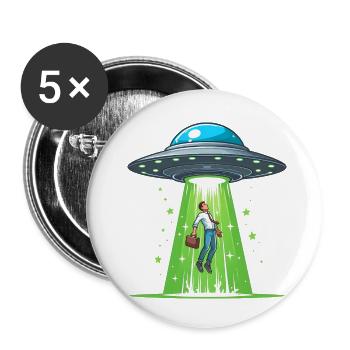 UFO sucks in man - Buttons small 1''/25 mm (5-pack) - white - Front