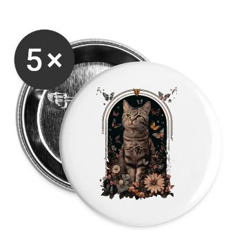 Chat américain à poil dur - Lot de 5 petits badges (25 mm) - blanc - Devant
