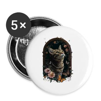 Chat américain à poil court - Lot de 5 petits badges (25 mm) - blanc - Devant