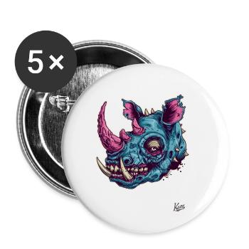 Silly Funny Zombie Rhino - Buttons small 1''/25 mm (5-pack) - white - Front
