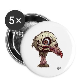 Oiseau d’autruche zombie oiseau - Lot de 5 petits badges (25 mm) - blanc - Devant