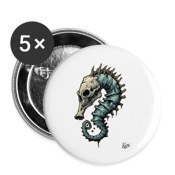 Funny, Freaky, Strange: Zombie Seahorse - Buttons small 1''/25 mm (5-pack) - white - Front