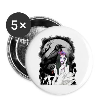 mystisch Schwan Märchen Märchenfigur Raben - Buttons klein 25 mm (5er Pack) - Weiß - Vorne