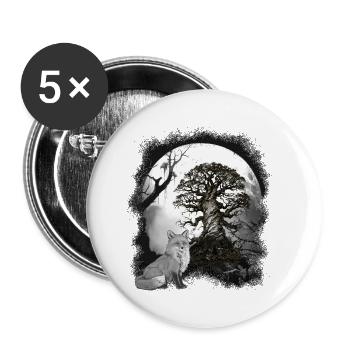 Halloween Wald Fuchs Füchse Märchen Märchenfigur - Buttons klein 25 mm (5er Pack) - Weiß - Vorne