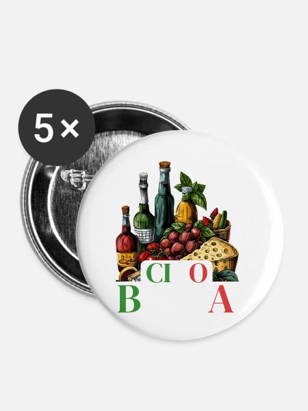 Ciao Bella - Buttons klein 25 mm (5er Pack) - Weiß