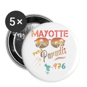 idee cadeau design graphique carte de Mayotte 976 - Lot de 5 petits badges (25 mm) - blanc - Devant