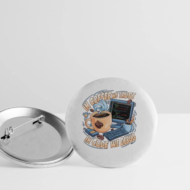 CoffeeCode Debug : Dans le code, nous déboguons Lot de 5 petits badges (25 mm)