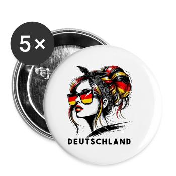 Deutschland Frau Dutt Deutsche Flagge Stolz - Buttons klein 25 mm (5er Pack) - Weiß - Vorne