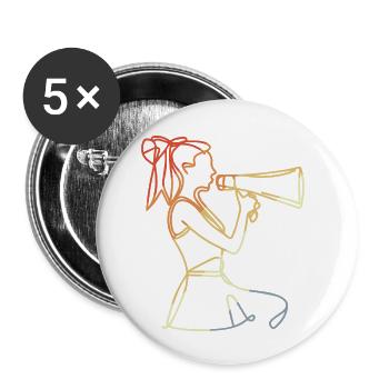Look vintage pom-pom girl - Lot de 5 petits badges (25 mm) - blanc - Devant