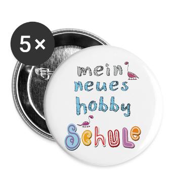 Schule Schulkind - Buttons klein 25 mm (5er Pack) - Weiß - Vorne