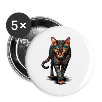 Mandala Art Bengalkatze - Buttons klein 25 mm (5er Pack) - Weiß - Vorne