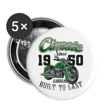 Motorrad Biker Motorrad Geburtstag Jahrgang 1950 - Buttons klein 25 mm (5er Pack) - Weiß - Vorne