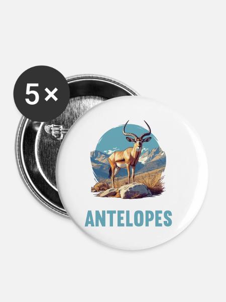 Antelope Antilopen Antilope - Buttons klein 25 mm (5er Pack) - Weiß