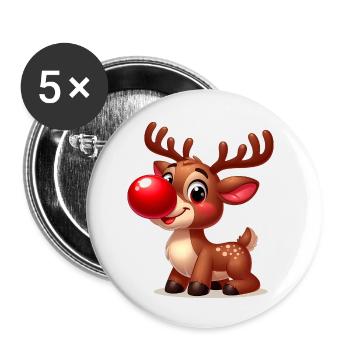 Renne - Lot de 5 petits badges (25 mm) - blanc - Devant