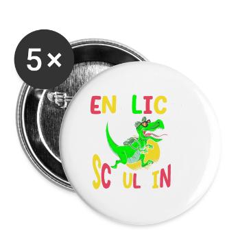 School 1. Grade - Buttons klein 25 mm (5er Pack) - Weiß - Vorne