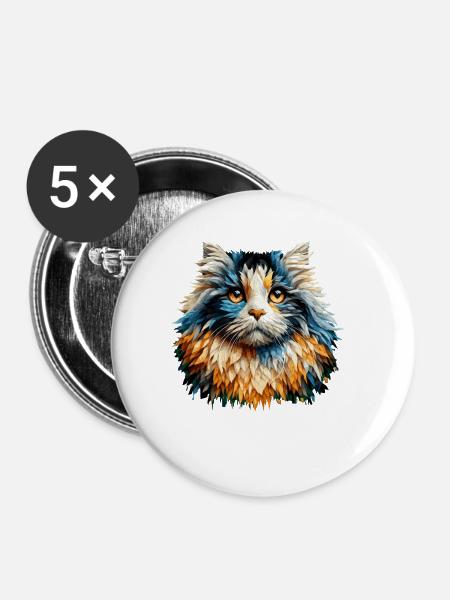 Polygon Art American Curl - Buttons klein 25 mm (5er Pack) - Weiß