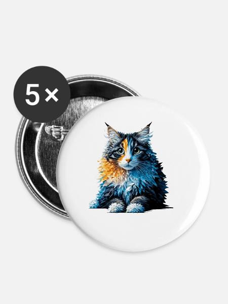 Polygon Art American Curl - Buttons klein 25 mm (5er Pack) - Weiß